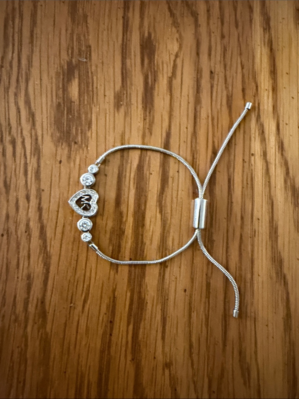 Michael Kors Silver Heart Charm Bracelet with Crystal Accents